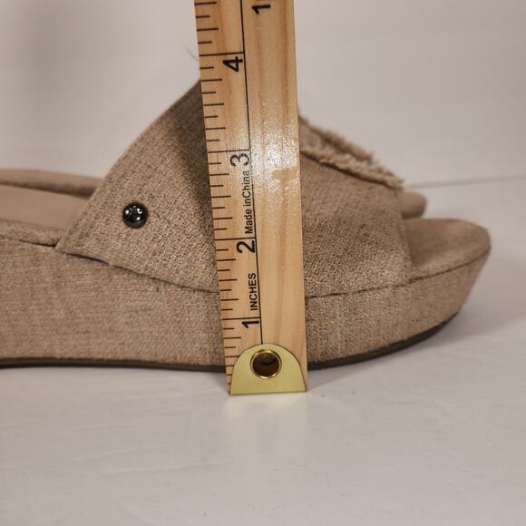 SIMPLY VERA by VERA WANG Wedge Sandal Womens 9M Tan Platform Textile Fringe Boho - Picture 5 of 12
